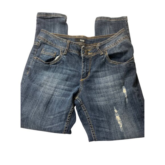 Ana A New Approach Modern Fit Distressed Blue Denim Jeans 2 Buttons Size 8 - Picture 2 of 5